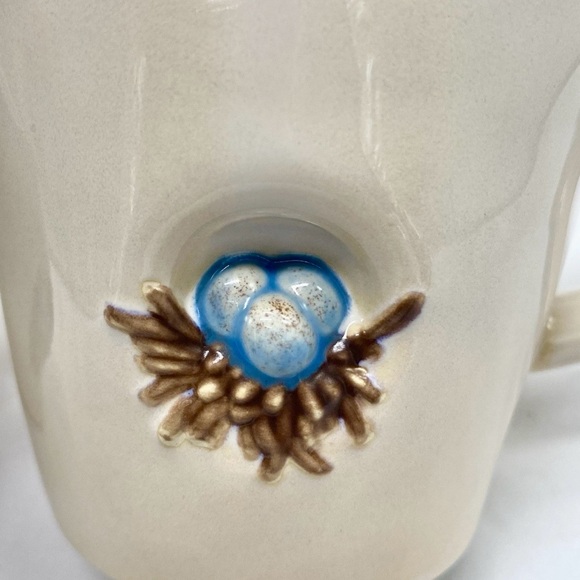Pottery Barn 1 Ceramic Bird Nest Mug - Cream and Blue - Picture 3 of 10